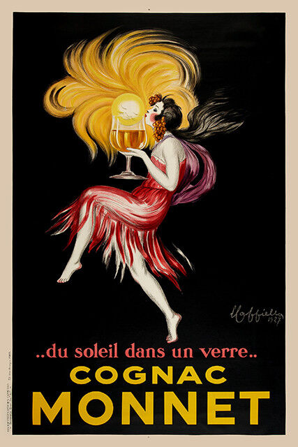 COGNAC MONNET, REPRODUCTION PUBLICITY POSTER, FRENCH, VINTAGE, HQ