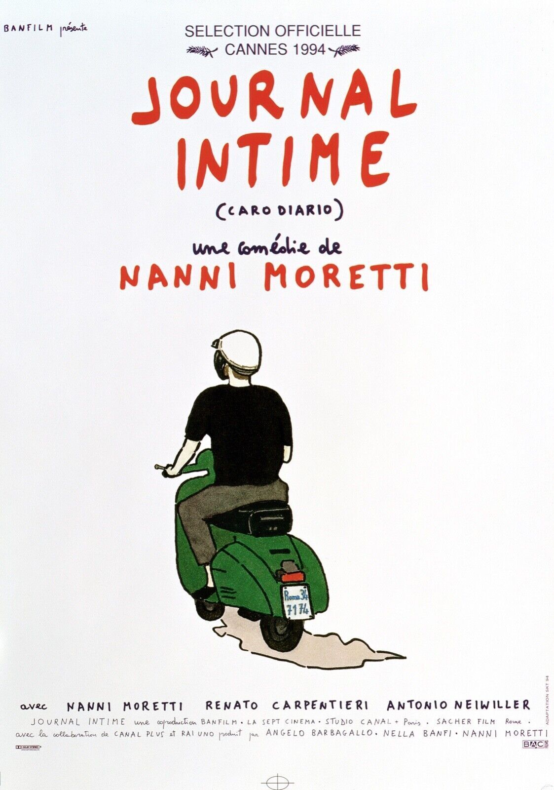 JOURNAL INTIME,  NANNI MORETTI, 1993, AFFICHE DE CINEMA VINTAGE, HQ