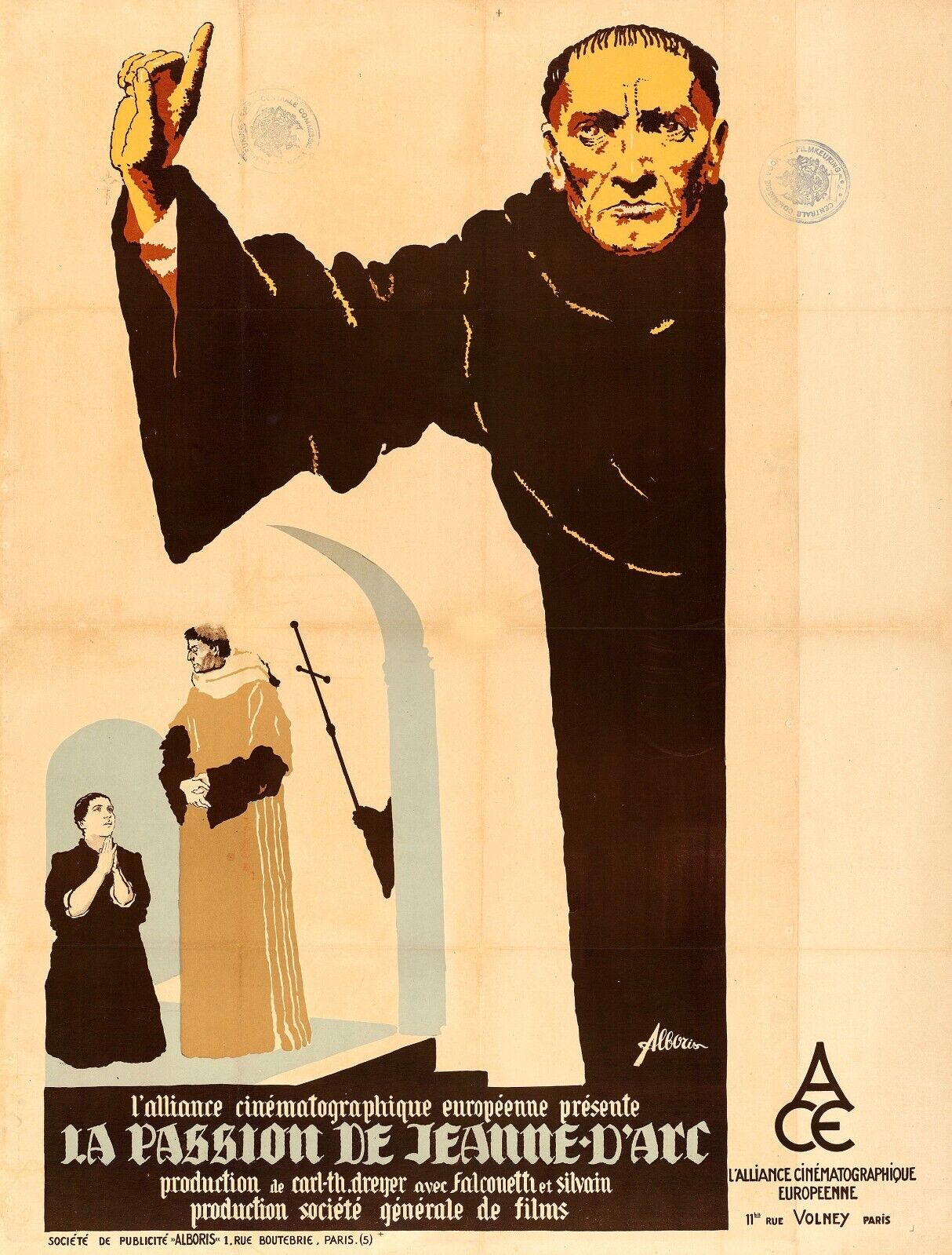 LA PASSION DE JEANNE D'ARC, RENÉE JEANNE FALCONETTI, 1928, REPRO AFFICHE DE CINEMA VINTAGE, HQ