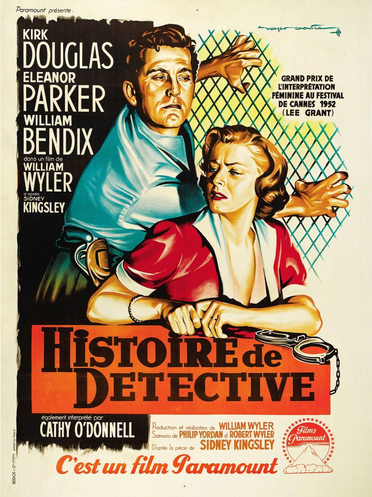 DETECTIVE STORY, K. DOUGLAS REPRO VINTAGE CINEMA POSTER