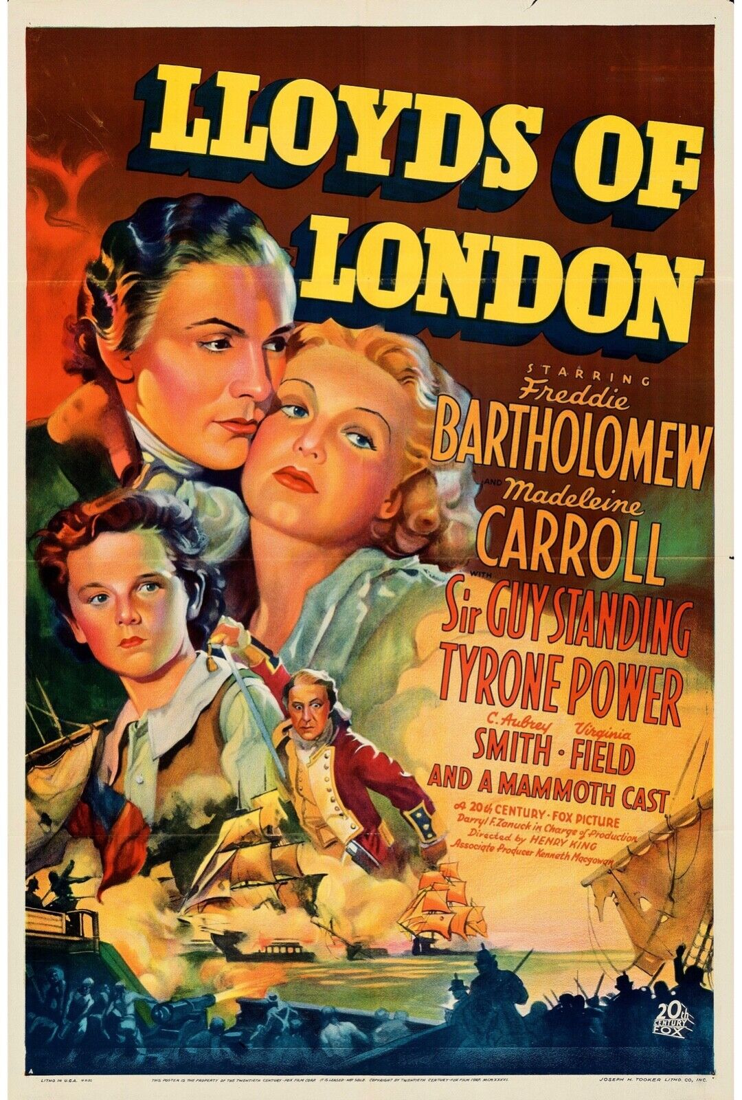 LLOYDS OF LONDON, MADELEINE CARROLL, 1936, REPRO VINTAGE CINEMA POSTER HQ