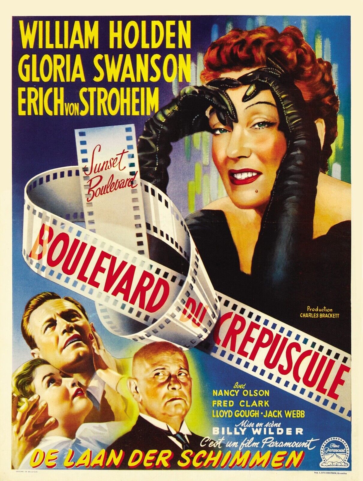BOULEVARD DU CRÉPUSCULE, GLORIA SWANSON, 1950, REPRO MOVIE POSTER, VINTAGE, HQ