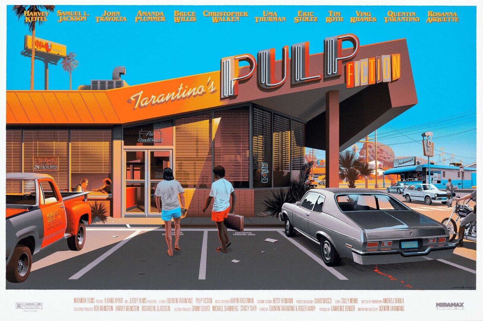 PULP FICTION, JOHN TRAVOLTA, 1994, Repro cinema poster, VINTAGE, HQ.