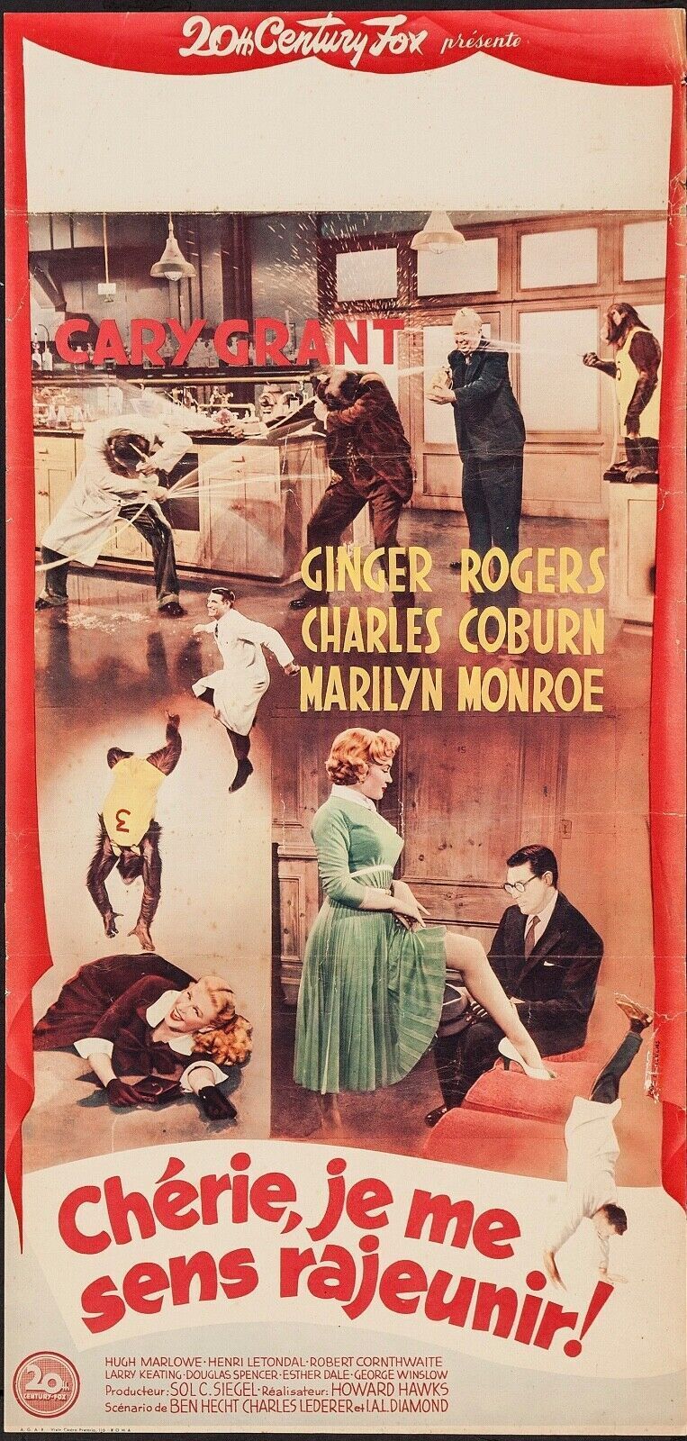 CHÉRIE, JE ME SENS RAJEUNIR ! (MONKEY BUSINESS), CARY GRANT, 1952, REPRO MOVIE POSTER, VINTAGE, HQ