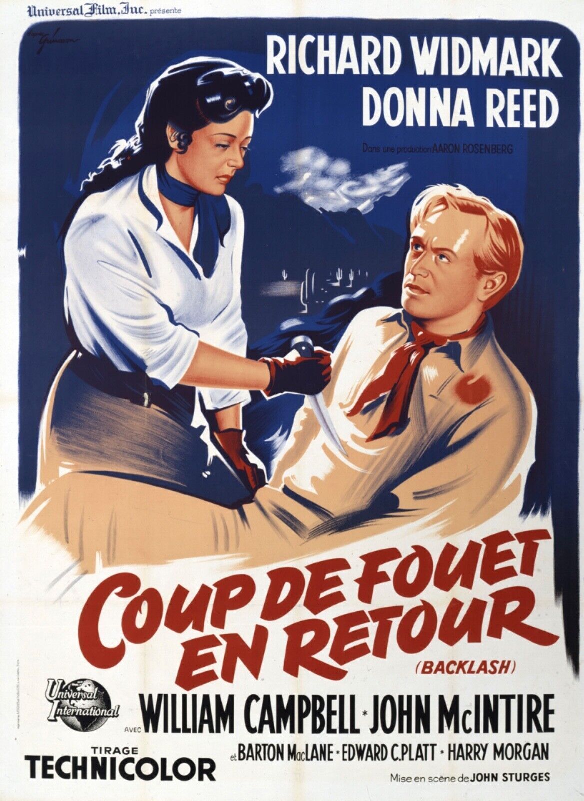 COUP DE FOUET EN RETOUR, RICHARD WIDMARK REPRO AFFICHE CINEMA VINTAGE HQ