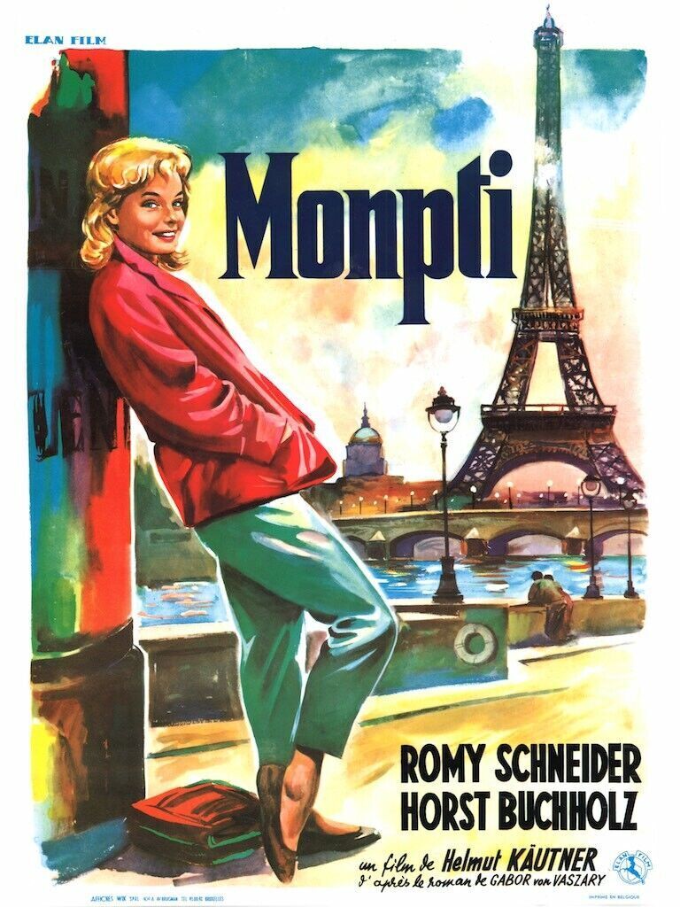 MONPTI, ROMY SCHNEIDER, 1957, Reproducción de póster de cine, VINTAGE HQ