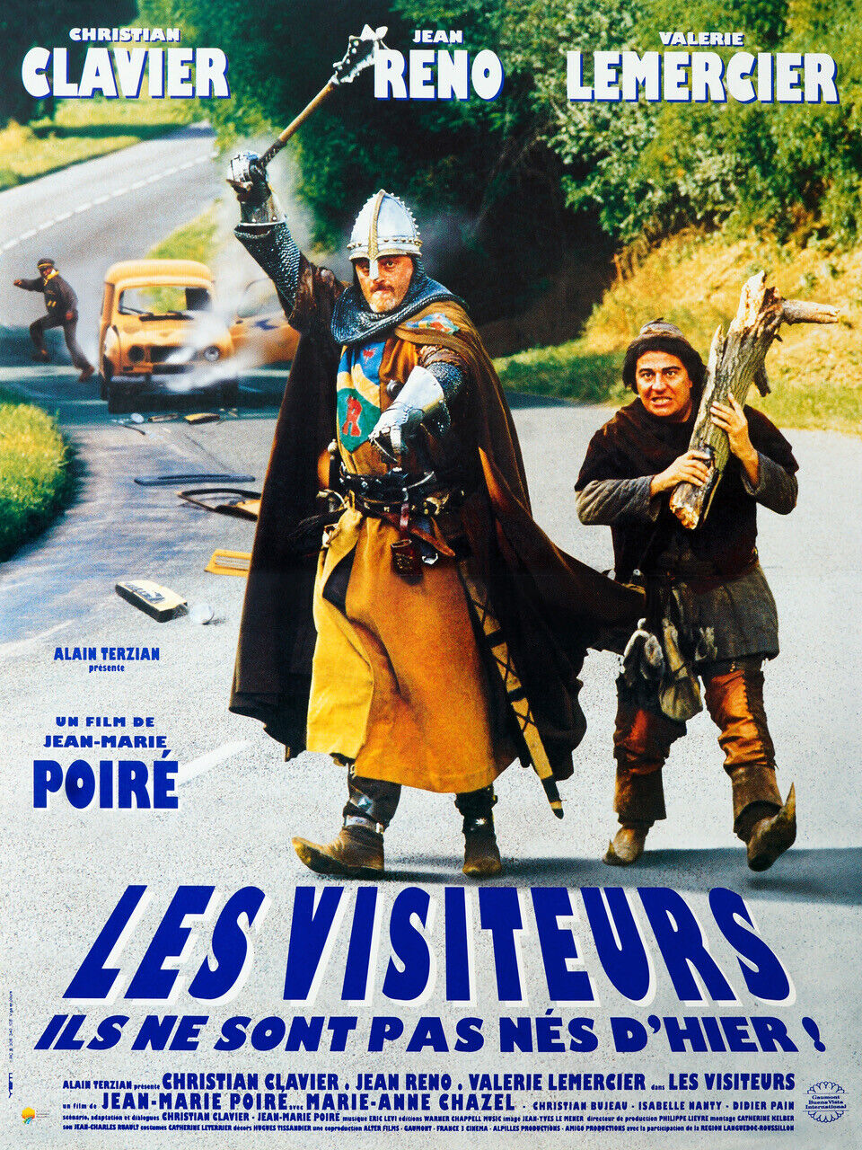 LES VISITEURS, JEAN RENO, CHRISTIAN CLAVIER, 1993, Repro affiche cinéma VINTAGE,HQ