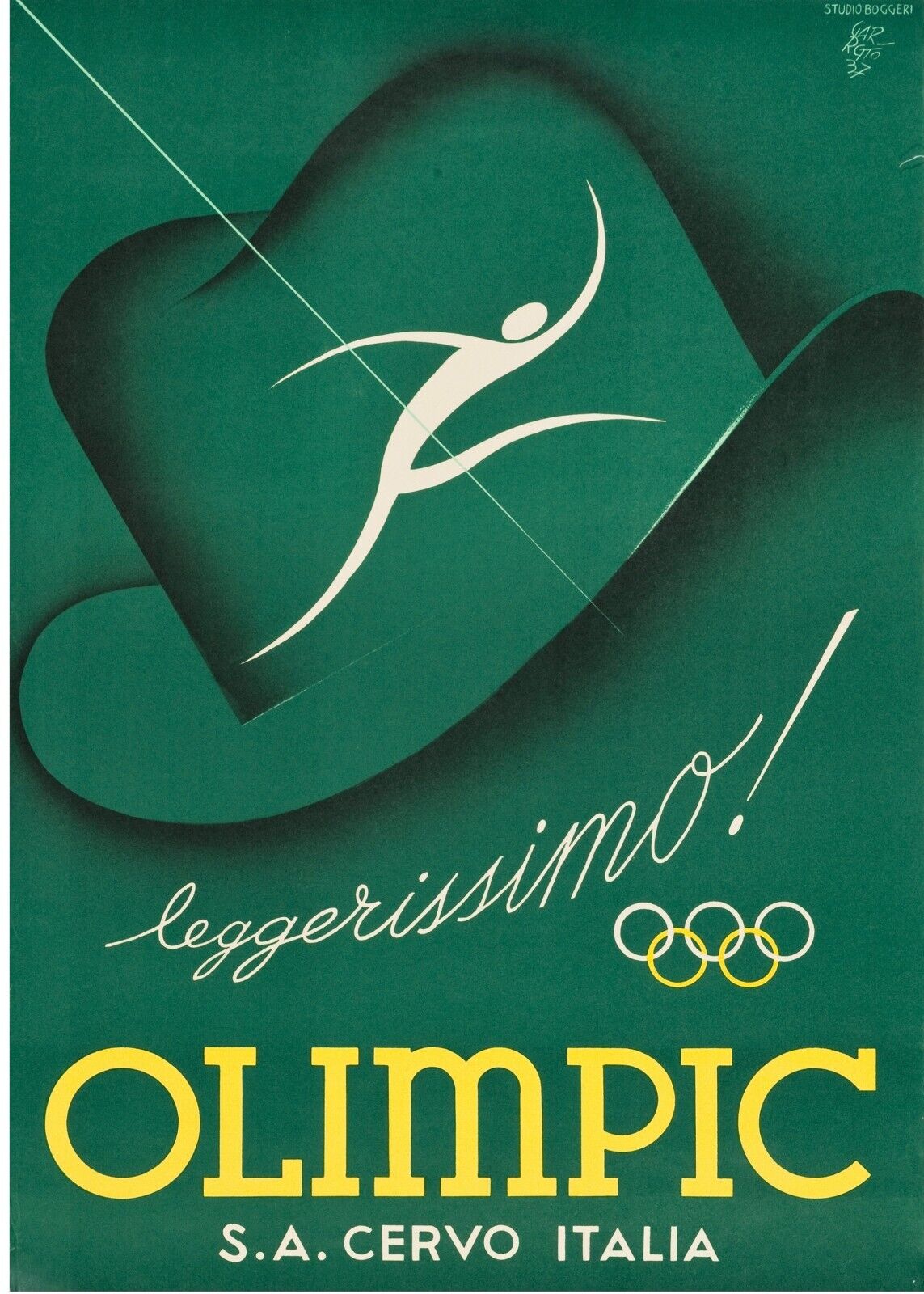 LES JEUX OLYMPIQUES ITALIE, AFFICHE SPORT VINTAGE HQ