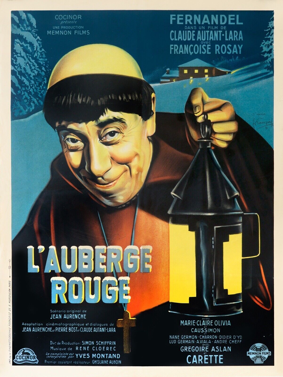 L’AUBERGE ROUGE, FERNANDEL, 1951, REPRO MOVIE POSTER, VINTAGE, HQ