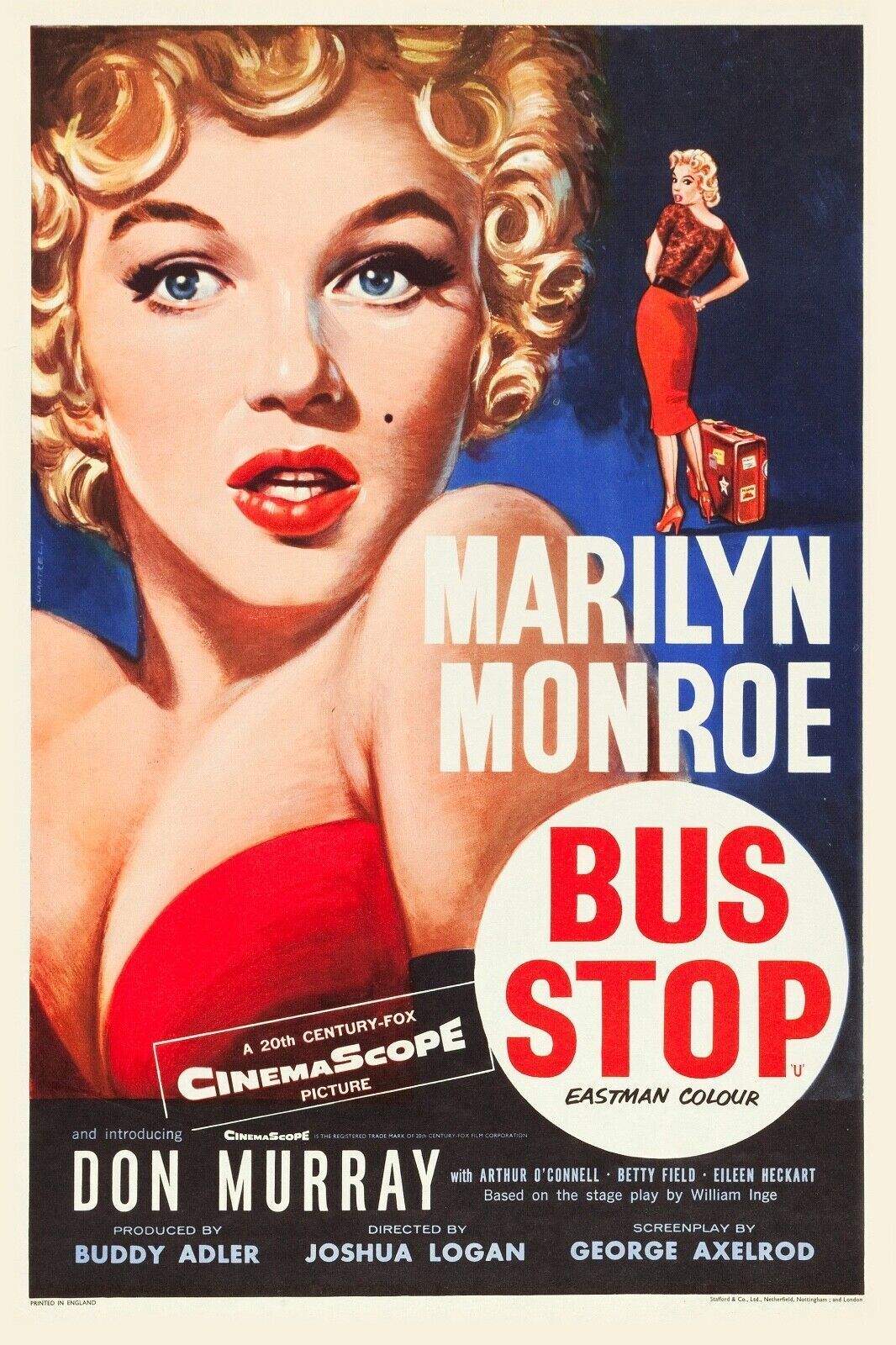BUS STOP, MARILYN MONROE, 1956, REPRO MOVIE POSTER, VINTAGE, HQ