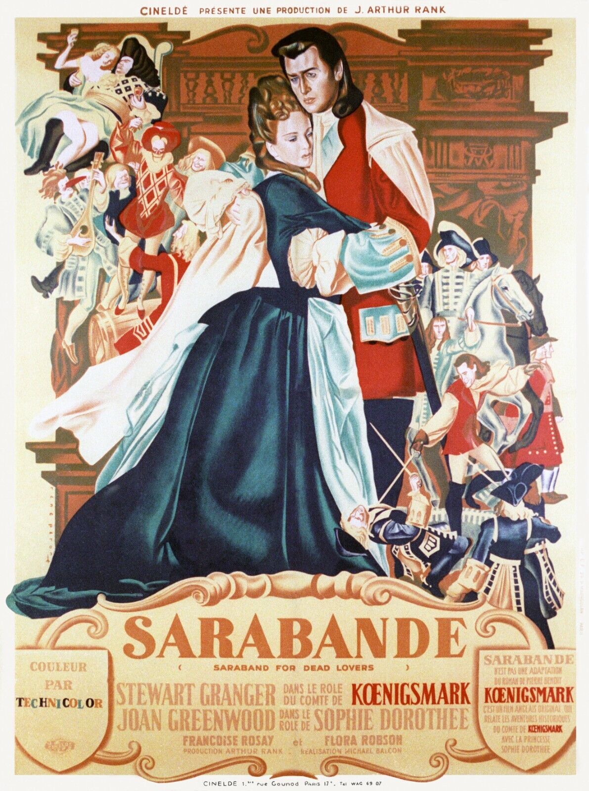 SARABANDE, STEWART GRANGER, 1948, reproducción de póster de Cinema HQ