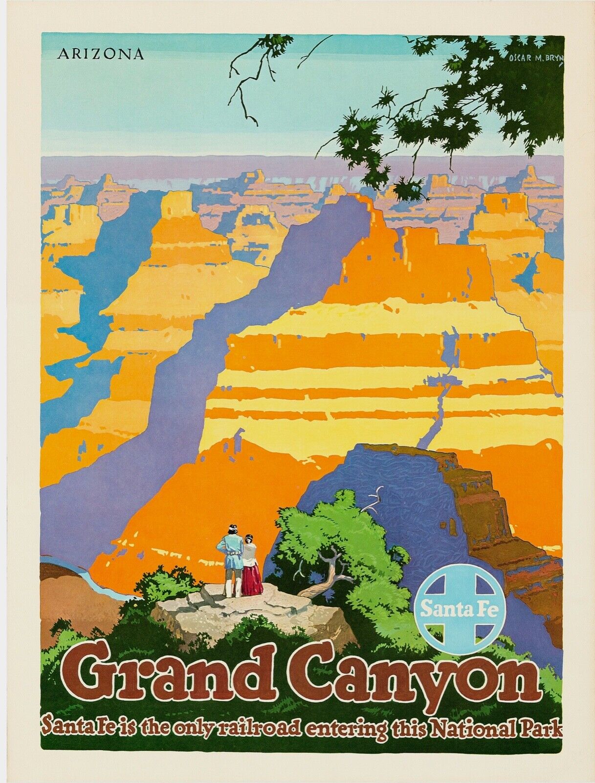 GRAN CANYON, ARIZONA, USA, REPRO VINTAGE TRAVEL POSTER AD ON CANVAS