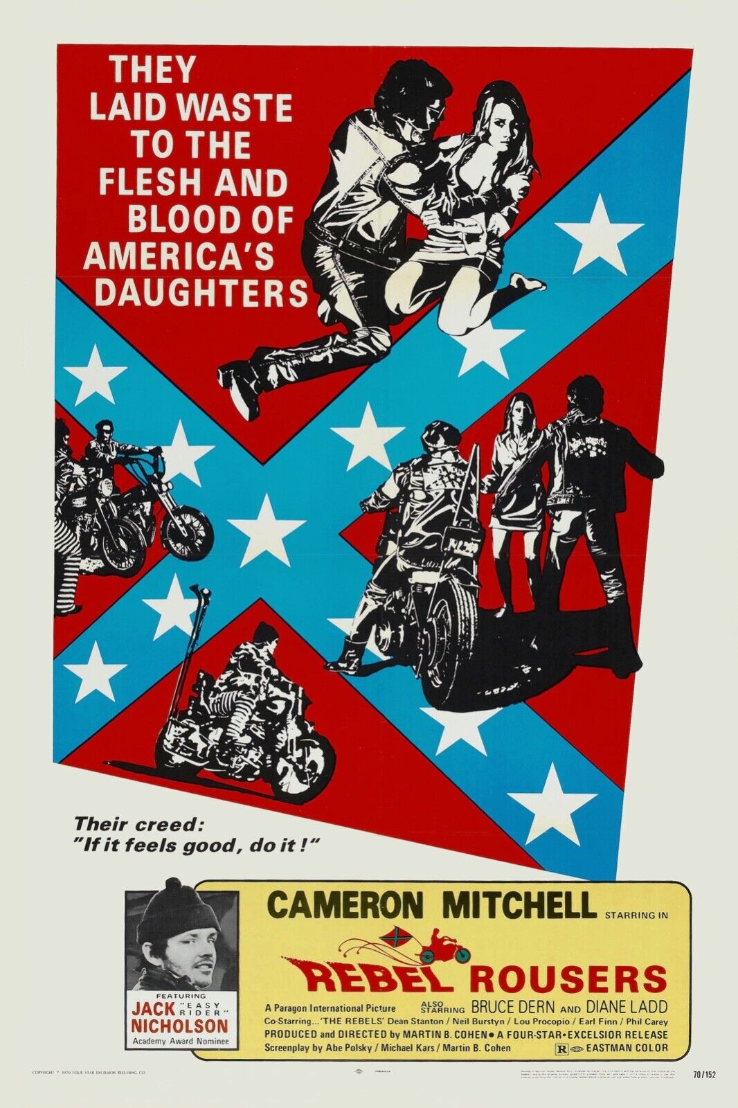 MOTOS DE LA VIOLENCE – THE REBEL ROUSERS, MARTIN B. COHEN, 1970, REPRO POSTER, HQ