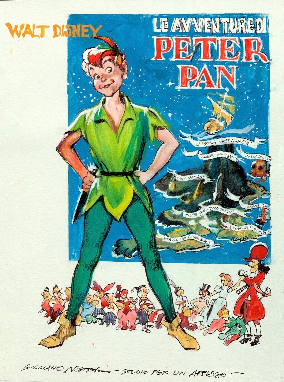 PETER PAN, WALT DISNEY, 1953, Repro affiche cinéma, VINTAGE HQ