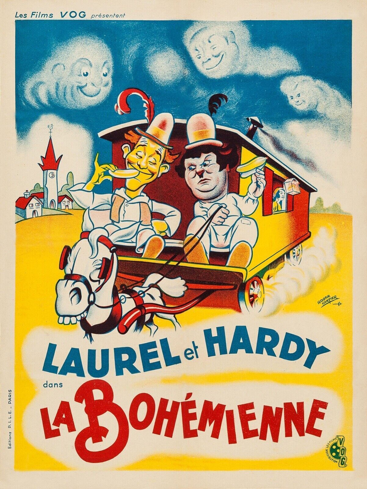 LA BOHÉMIENNE, LAUREL & HARDY, 1936, REPRO MOVIE POSTER, VINTAGE, HQ