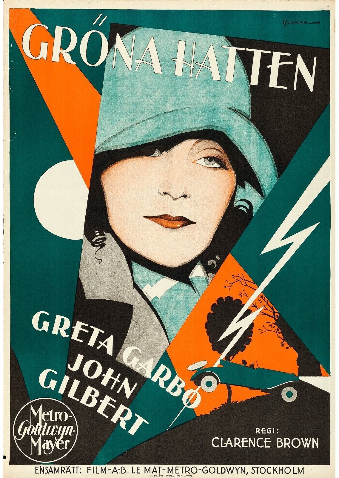 GRONA HATTEN, GRETA GARBO, 1928, REPRO AFFICHE VINTAGE, HQ