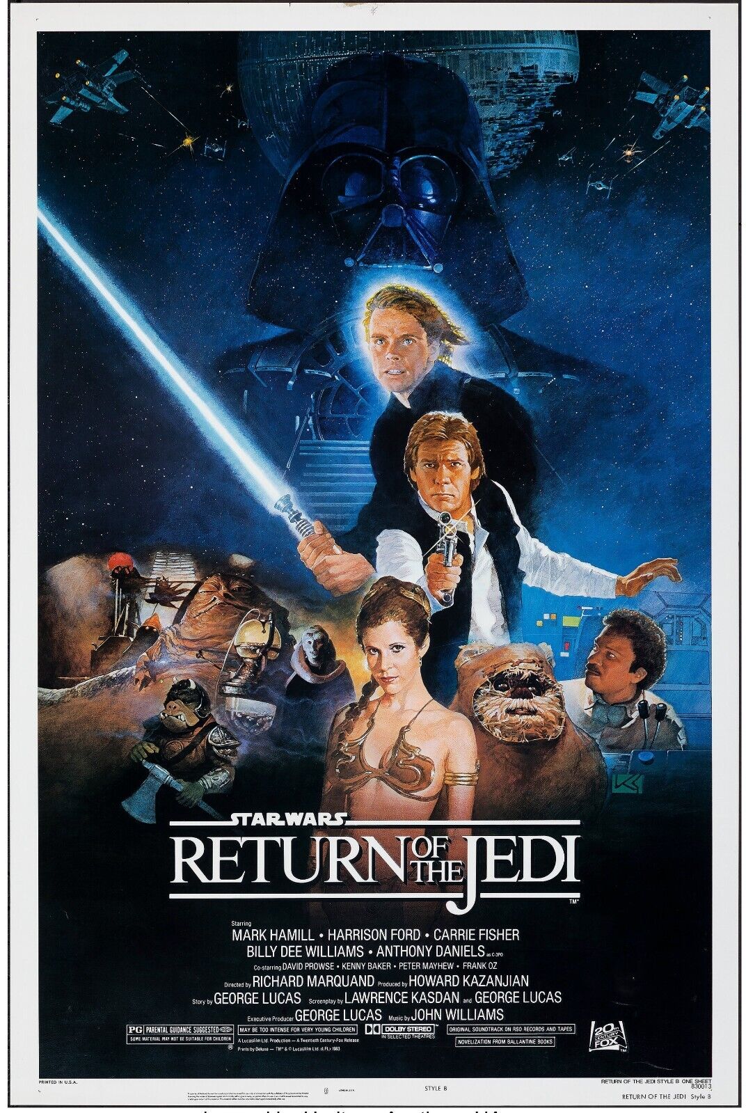 RETURN OF THE JEDI, MARK HAMILL, 1983, Repro affiche CINEMA VINTAGE, HQ