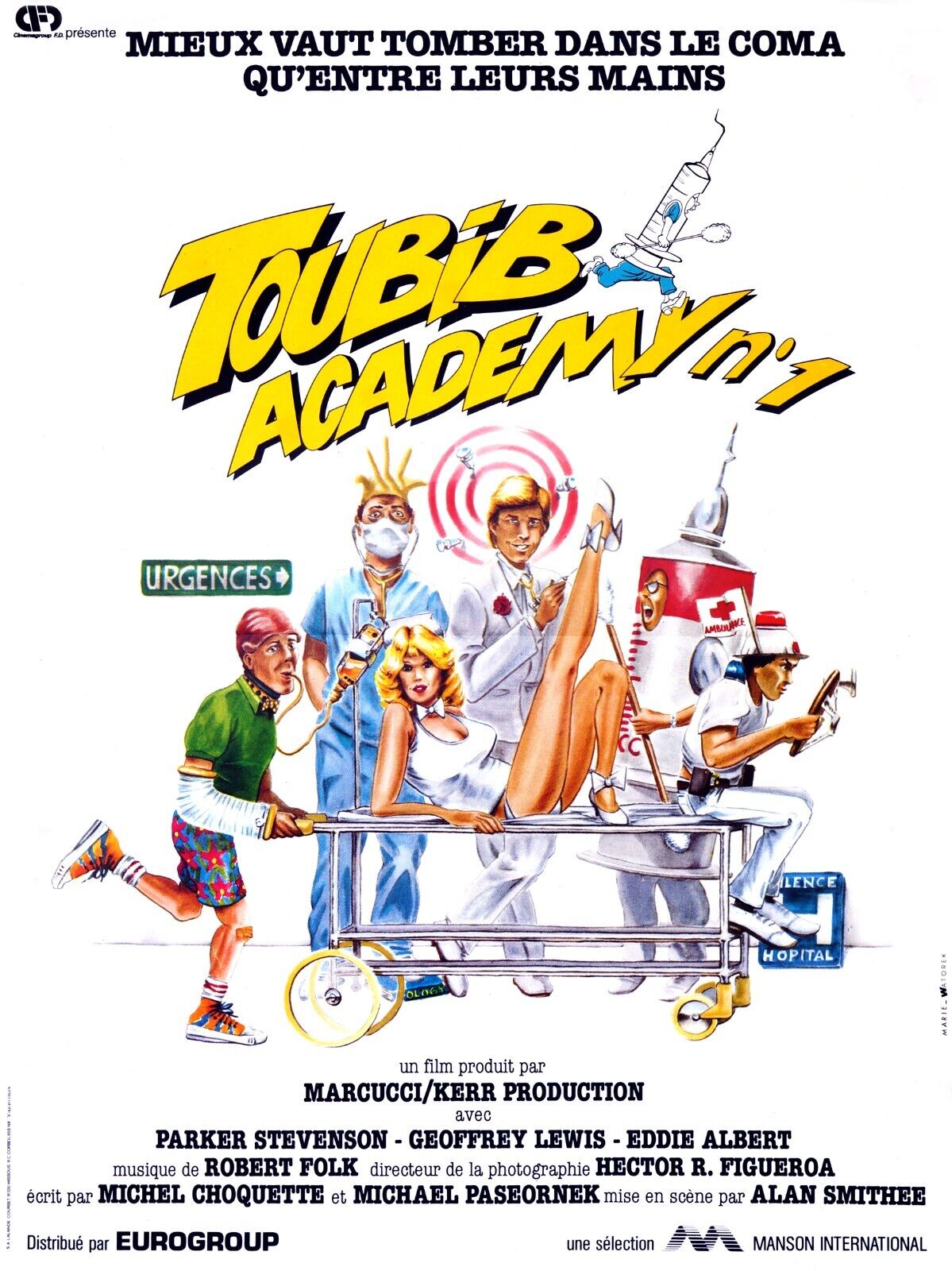 TOUBIB ACADEMY N°1, MARCUCCI, PARKER STEVENSON, REPRO VINTAGE CINEMA POSTER, HQ