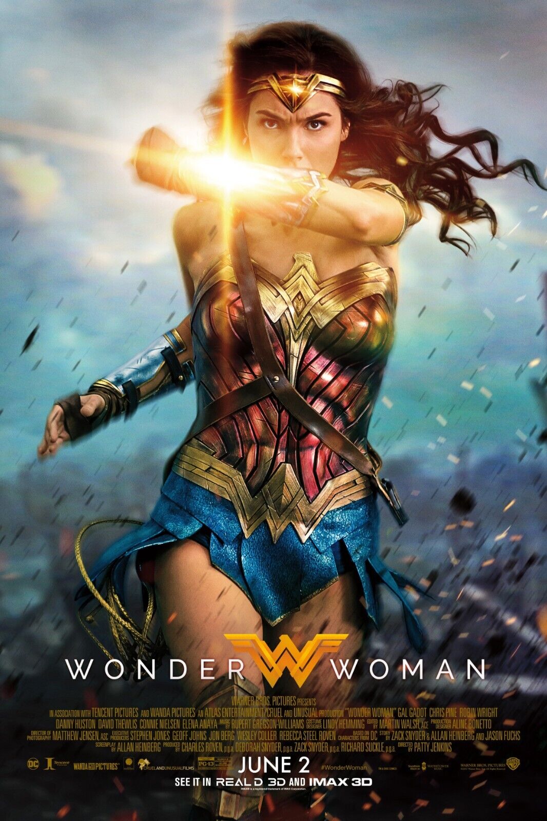 WONDER WOMAN, PATTY JENKINS, GAL GADOT, 2017, REPRO AFFICHE CINEMA VINTAGE  HQ