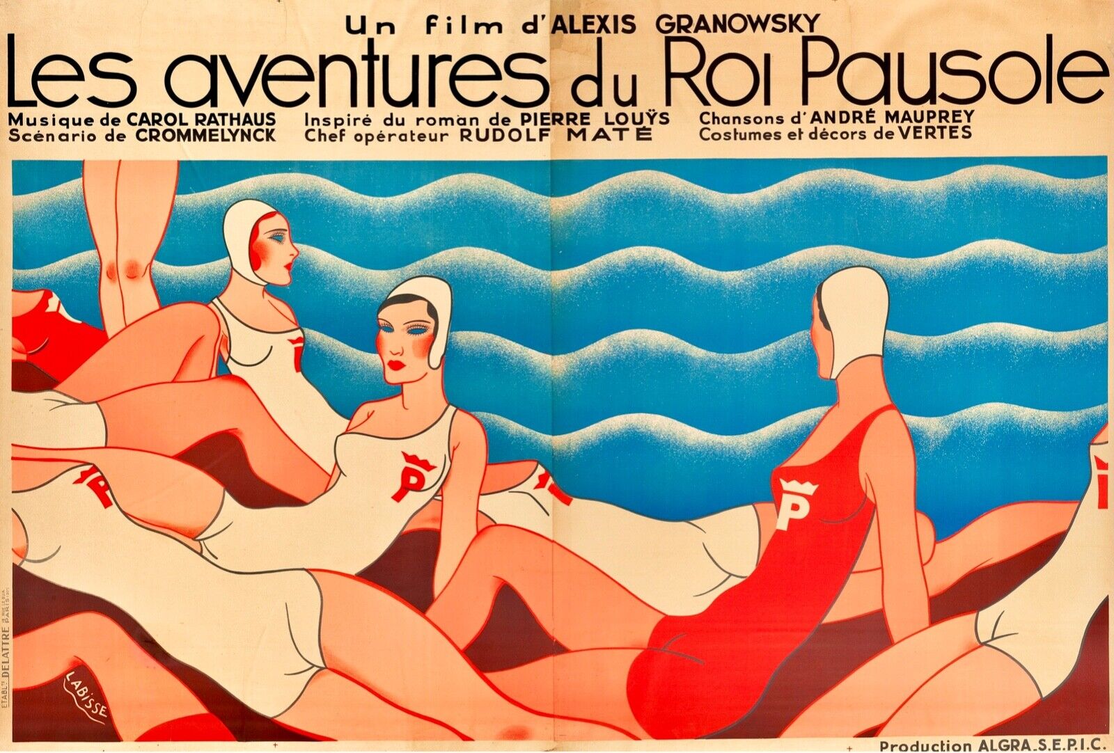 LES AVENTURES DU ROI PAUSOLE, ANDRÉ BERLEY, 1933, Repro affiche cinéma, VINTAGE, HQ