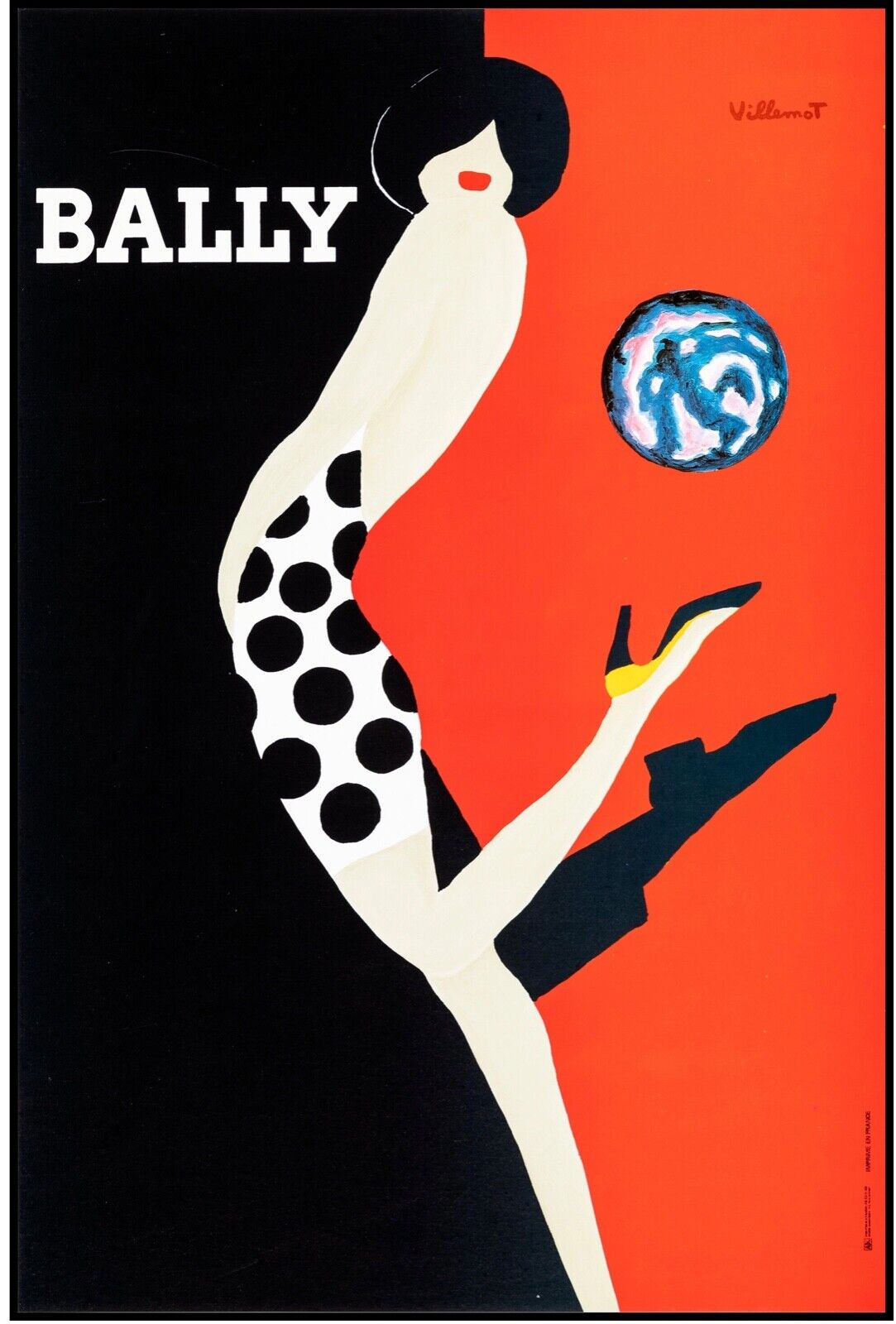 BALLY, CHAUSSURE, MODE, VILLEMOT, REPRO PUBLICITY POSTER, VINTAGE, HQ