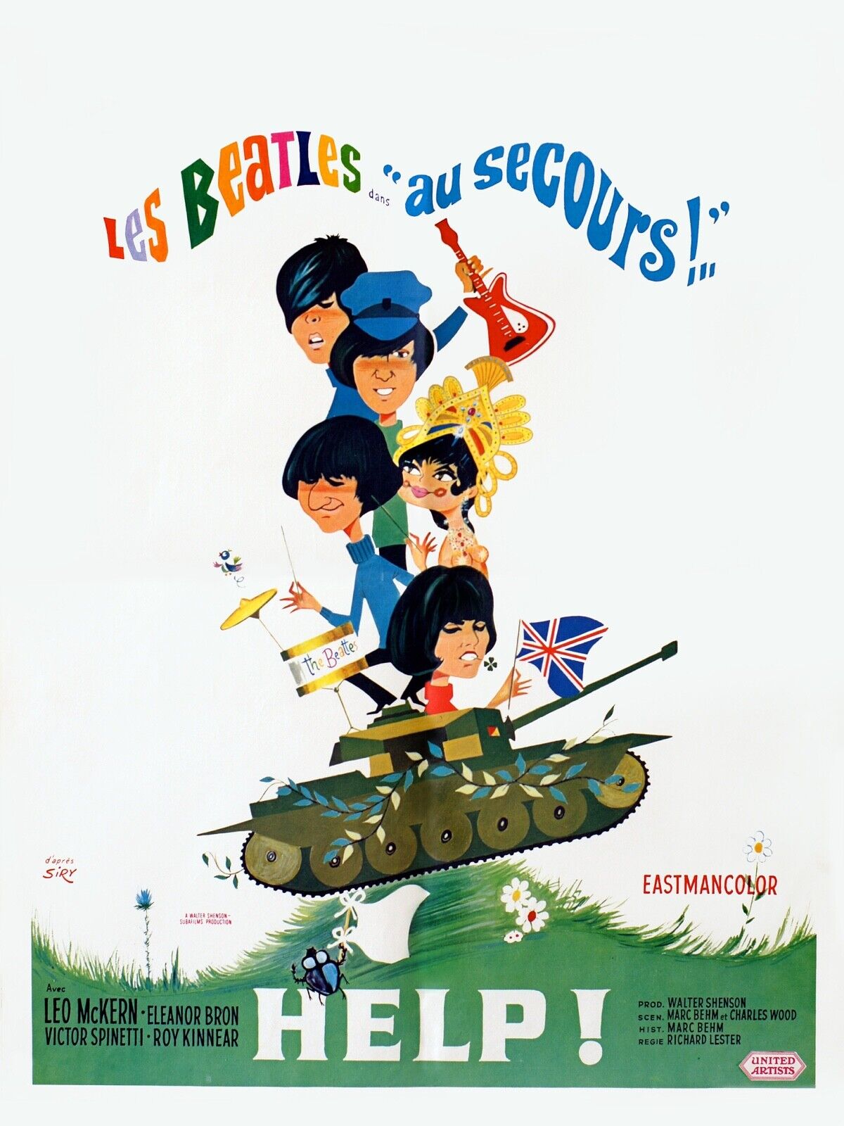AU SECOURS ! (HELP!), THE BEATLES, 1965, REPRO MOVIE POSTER, VINTAGE, HQ