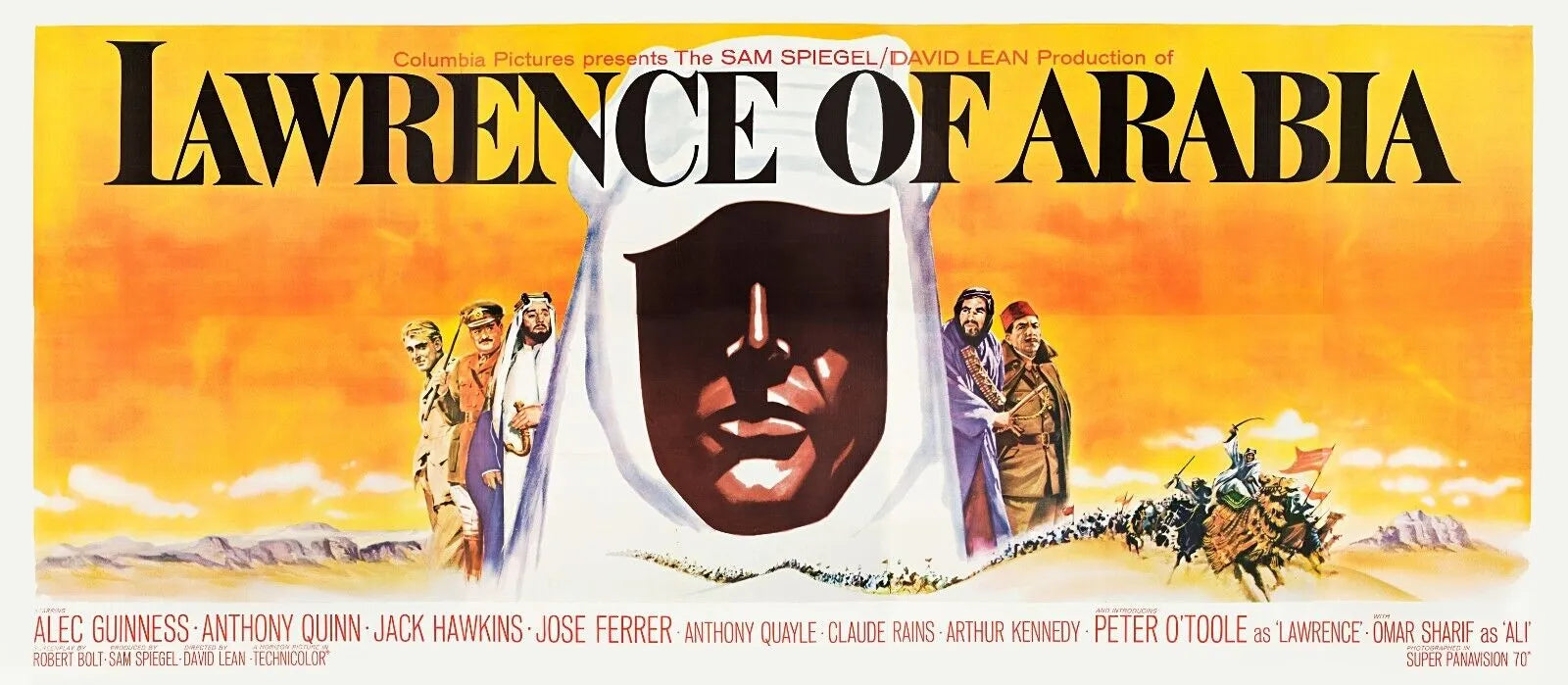 LAWRENCE OF ARABIA, PETER O'TOOLE, 1962, REPRO VINTAGE CINEMA POSTER, HQ