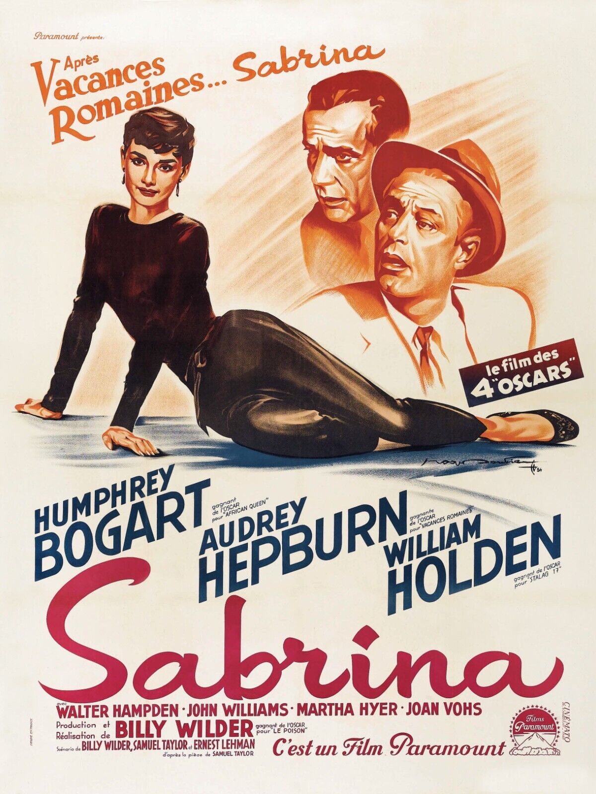 SABRINA, AUDREY HEPBURN, 1954, Repro affiche de cinema, HQ