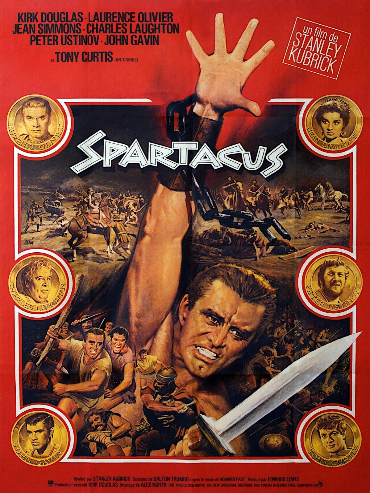 SPARTACUS, TONY CURTIS, 1960, Repro cinema poster, HQ