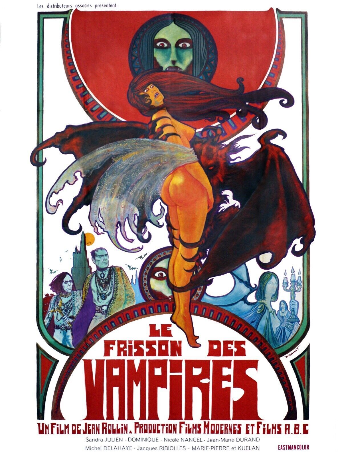 FRISSON DES VAMPIRES, JEAN ROLLIN, 1971, REPRO AFFICHE CINÉMA VINTAGE, HQ