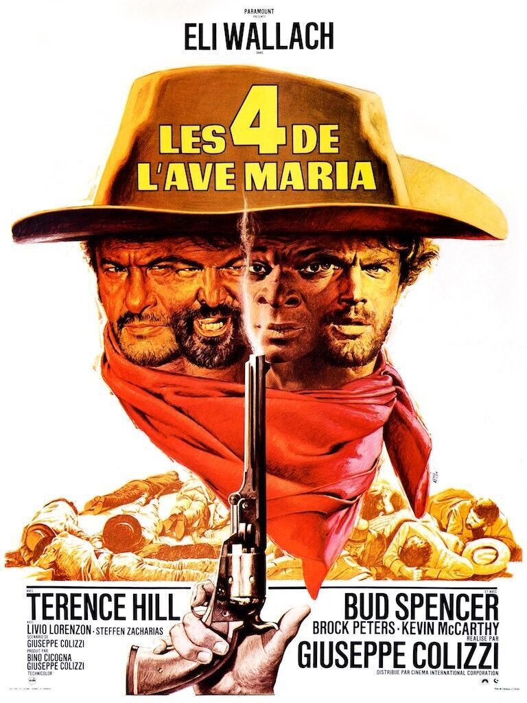 LES 4 DE L’AVE MARIA, TERENCE HILL, 1968, REPRO MOVIE POSTER, VINTAGE, HQ