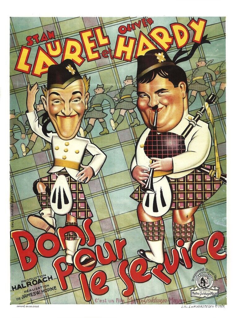 BONS POUR LE SERVICE (GREAT GUNS), LAUREL & HARDY, 1941, REPRO MOVIE POSTER, VINTAGE, HQ