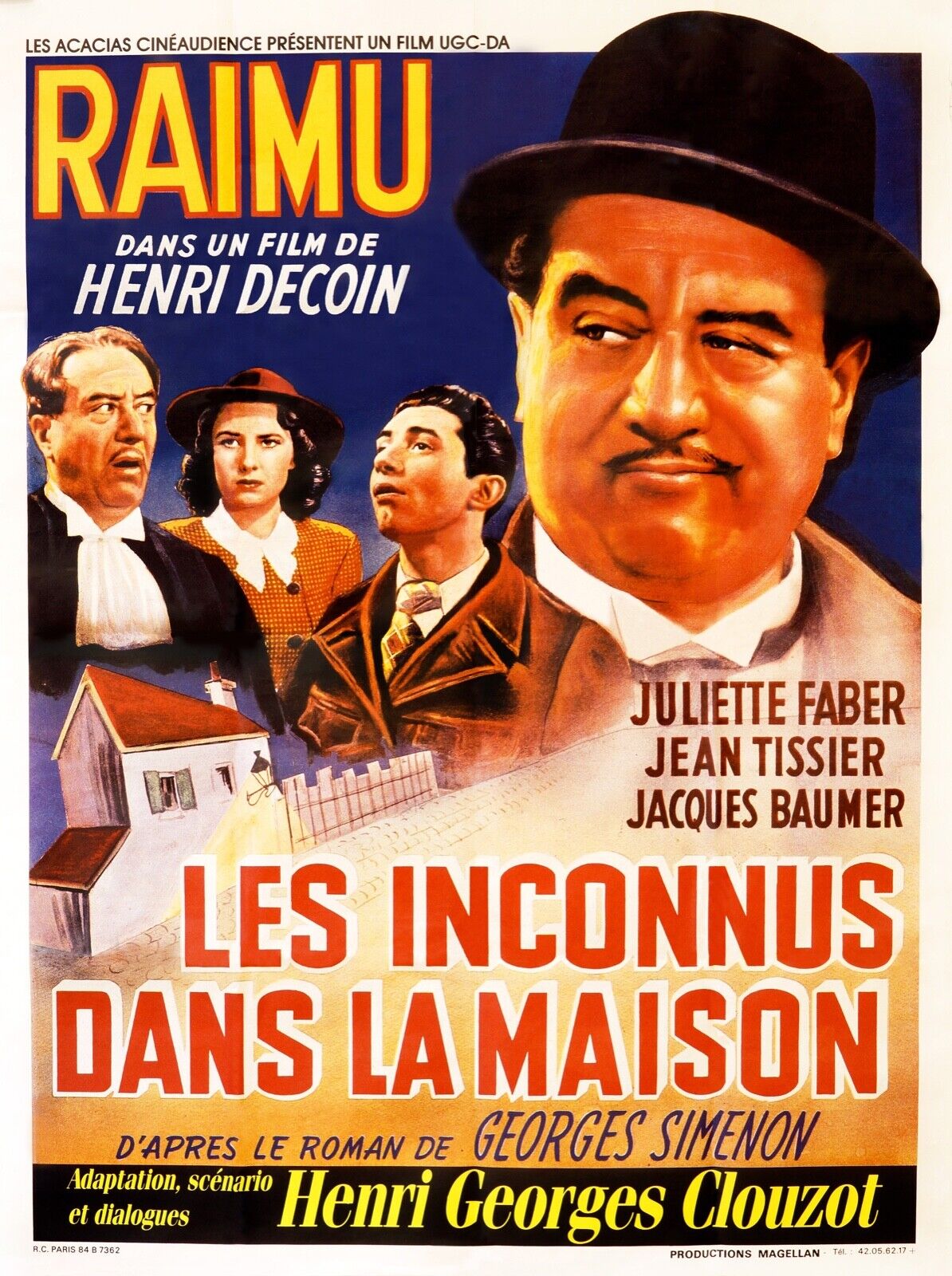 STRANGERS IN THE HOUSE, RAIMU, 1942, REPRO VINTAGE CINEMA POSTER, HQ