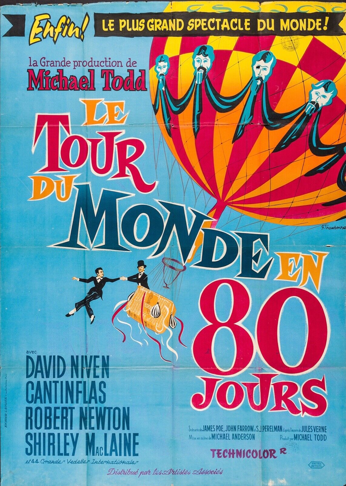 LE TOUR DU MONDE EN 80 JOURS, DAVID NIVEN, 1956, Repro affiche cinéma VINTAGE, HQ