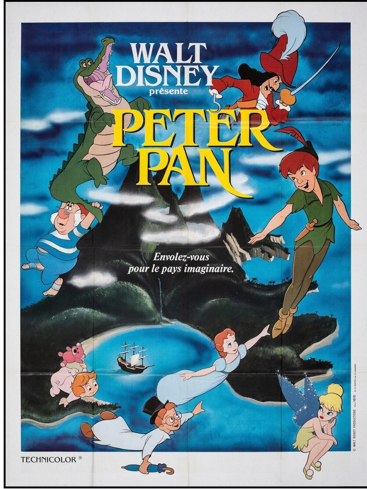 PETER PAN, WALT DISNEY,1953, Repro affiche cinéma, VINTAGE HQ