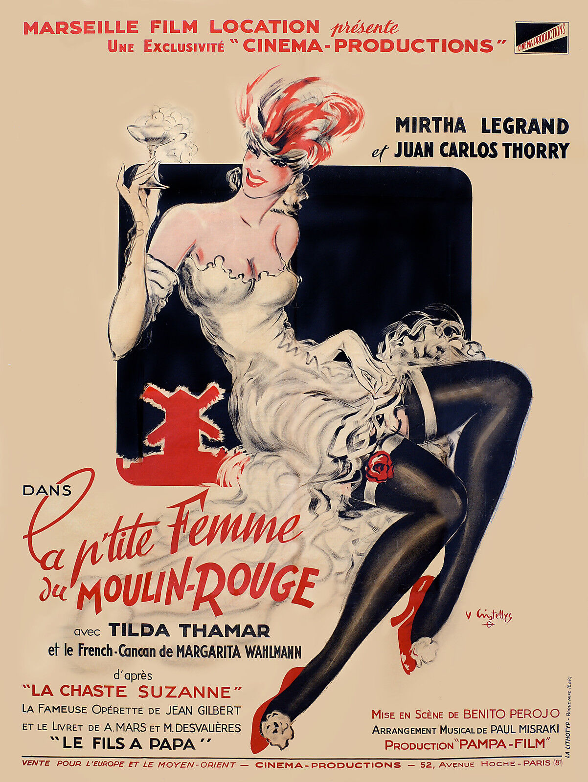 PETITE FEMME DU MOULIN ROUGE, MIRTHA LEGRAND, Repro Affiche cinéma, VINTAGE, HQ