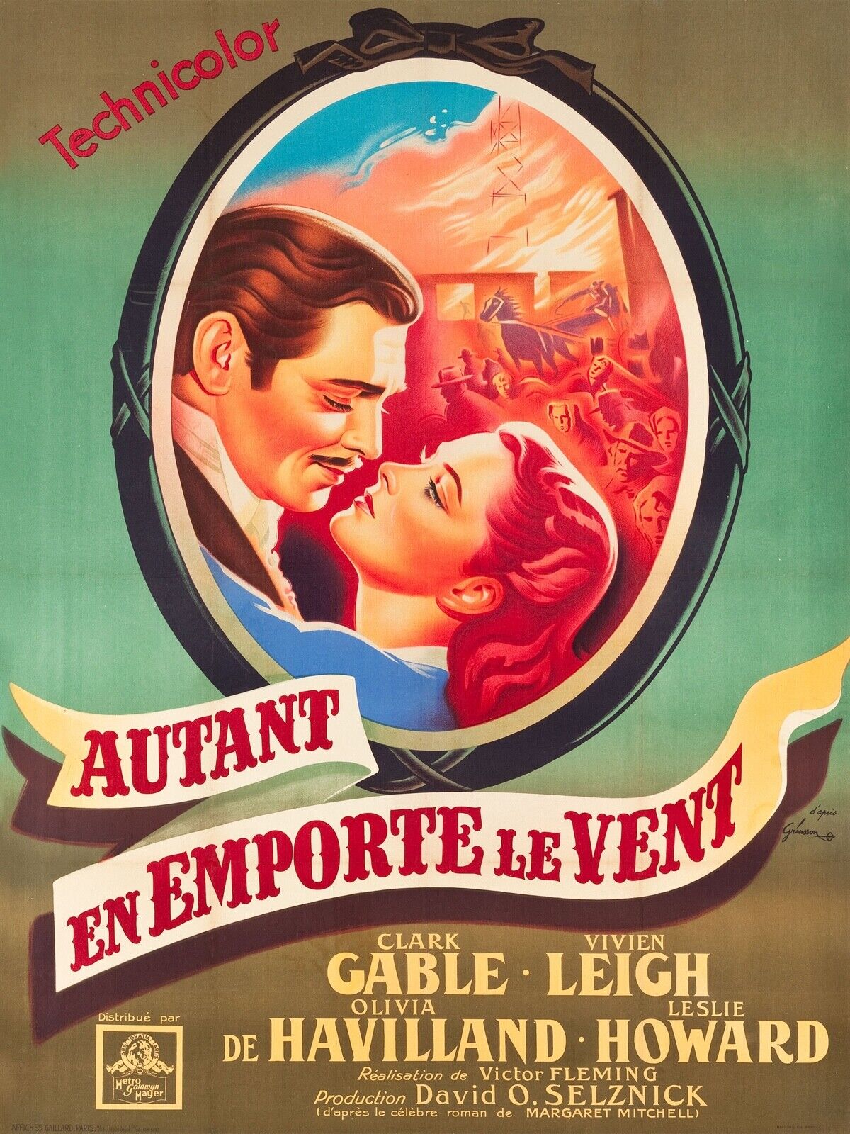 AUTANT EN EMPORTE LE VENT, CLARK GABLE, 1939, REPRO MOVIE POSTER, VINTAGE, HQ