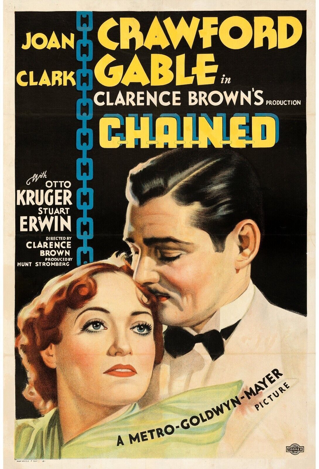 LA PASSAGERE, JOAN CRAWFORD, CLARK GABLE, 1934, repro affiche cinéma VINTAGE, HQ