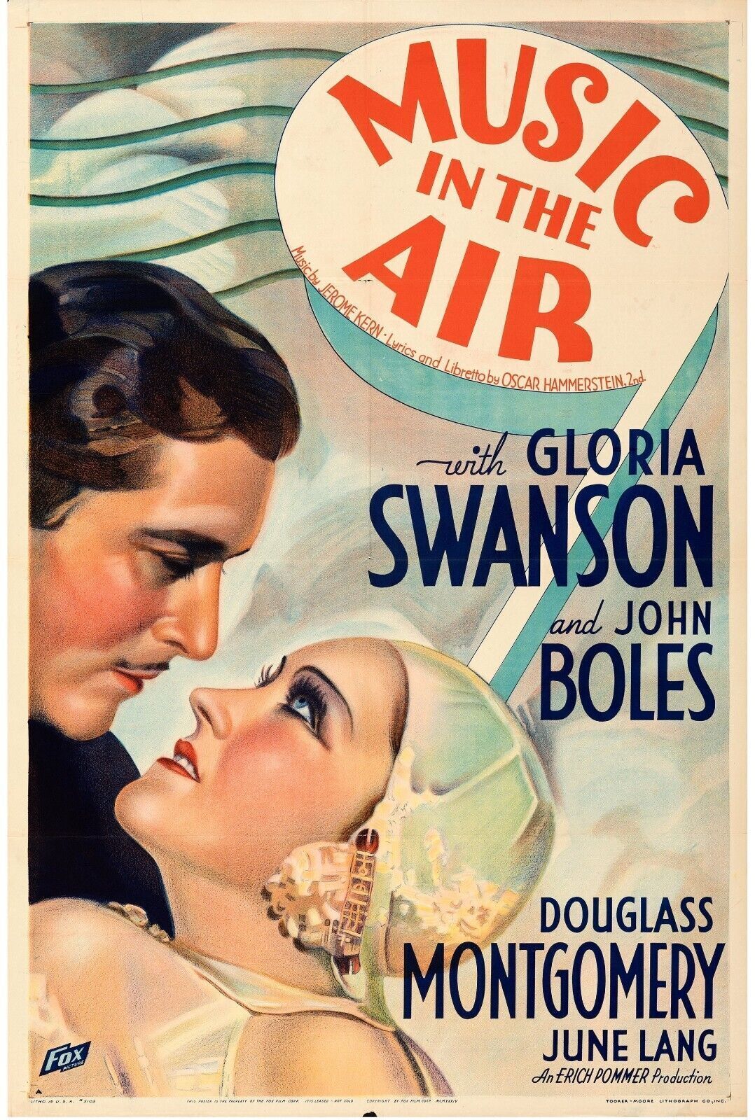 MUSIC DANS L'AIR, GLORIA SWANSON, 1934, Repro affiche cinéma  VINTAGE, HQ
