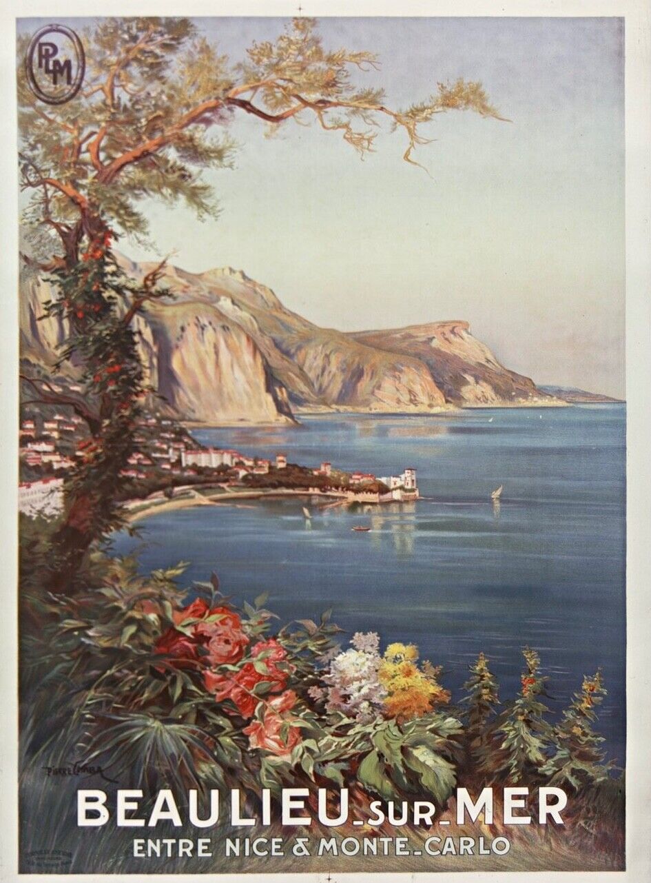 BEAULIEU-SUR-MER REPRO AFFICHE VOYAGE TOURISME VINTAGE