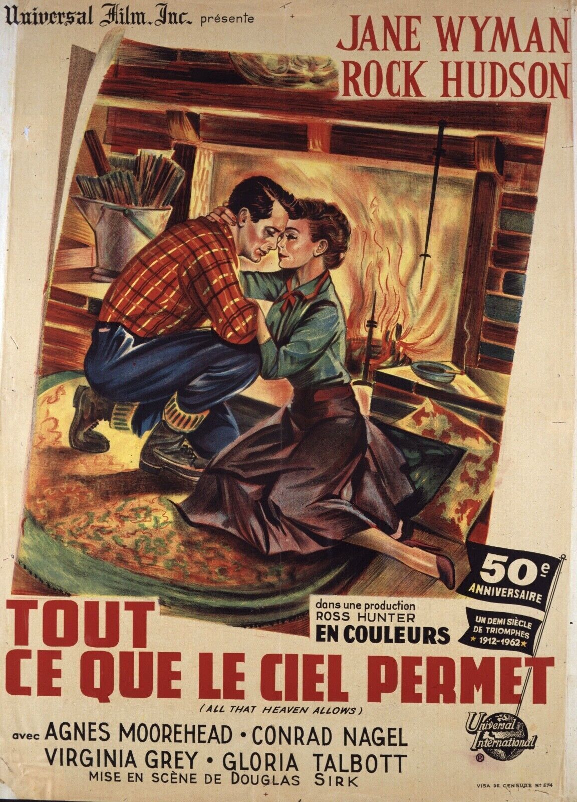 TODO LO QUE EL CIELO PERMITE, JANE WYMAN, ROCK HUDSON, reproducción de póster de cine VINTAGE, HQ