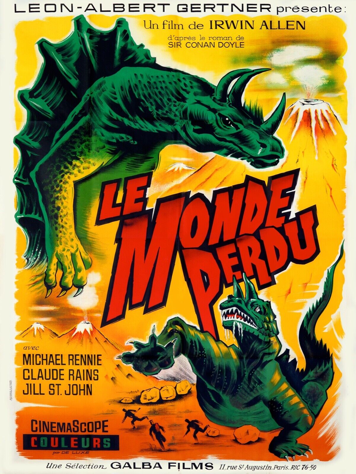 LE MONDE PERDU, IRWIN ALLEN, MICHAEL RENNIE, 1960, REPRO AFFICHE CINEMA VINTAGE, HQ