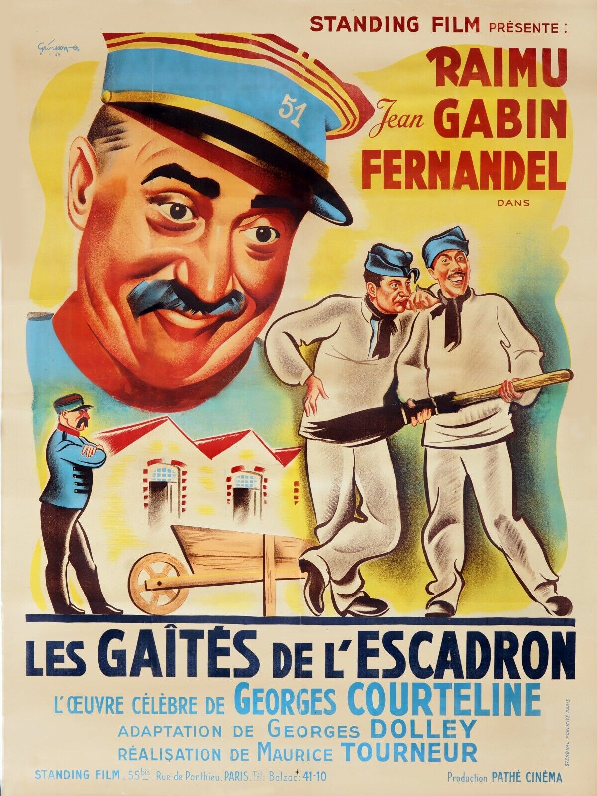 LES GAÎTÉS DE L’ESCADRON, RAIMU, JEAN GABIN, 1932, REPRO AFFICHE CINEMA VINTAGE, HQ