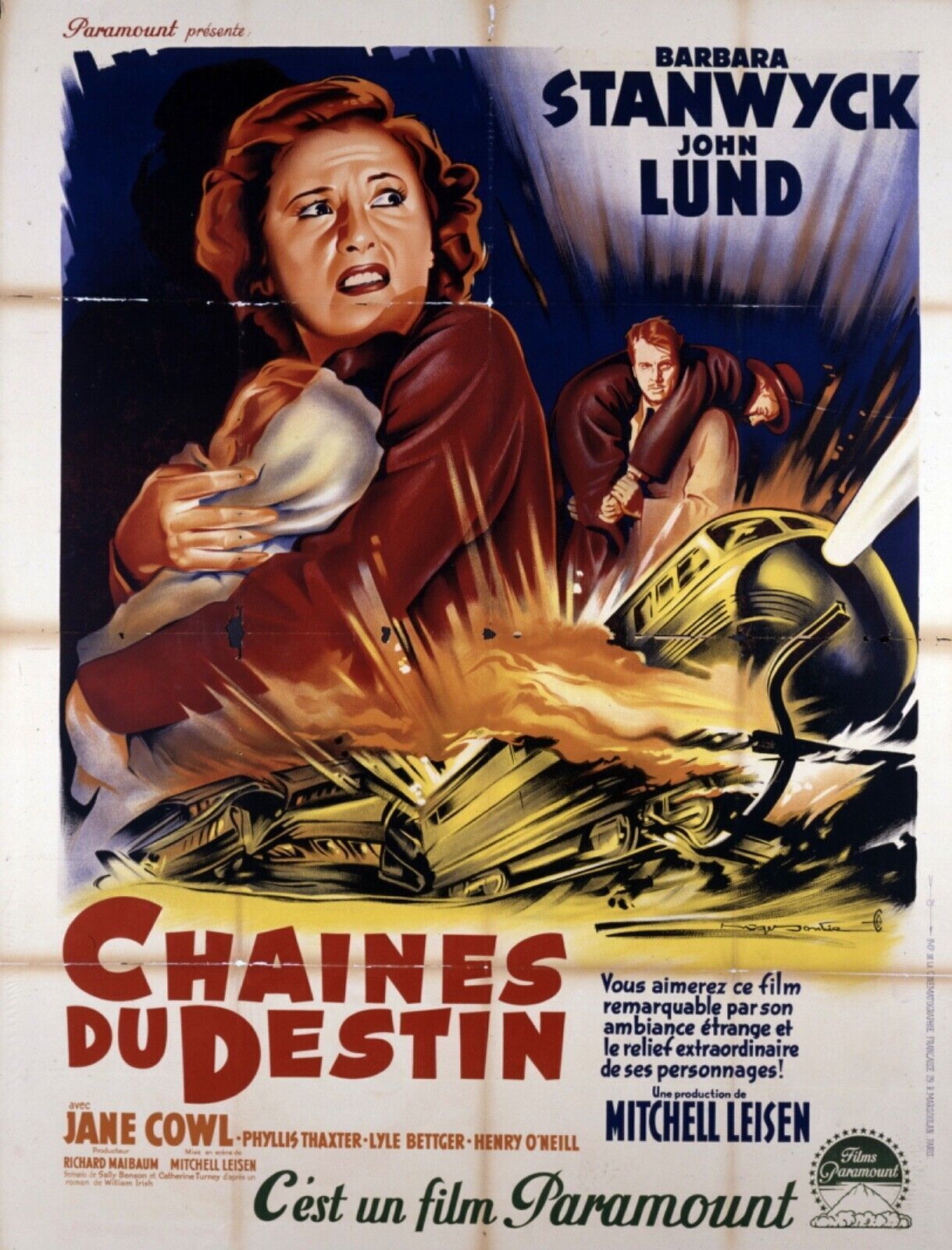 CHAINES DU DESTIN, BARBARA STANWYCK, REPRO AFFICHE DE CINEMA VINTAGE HQ