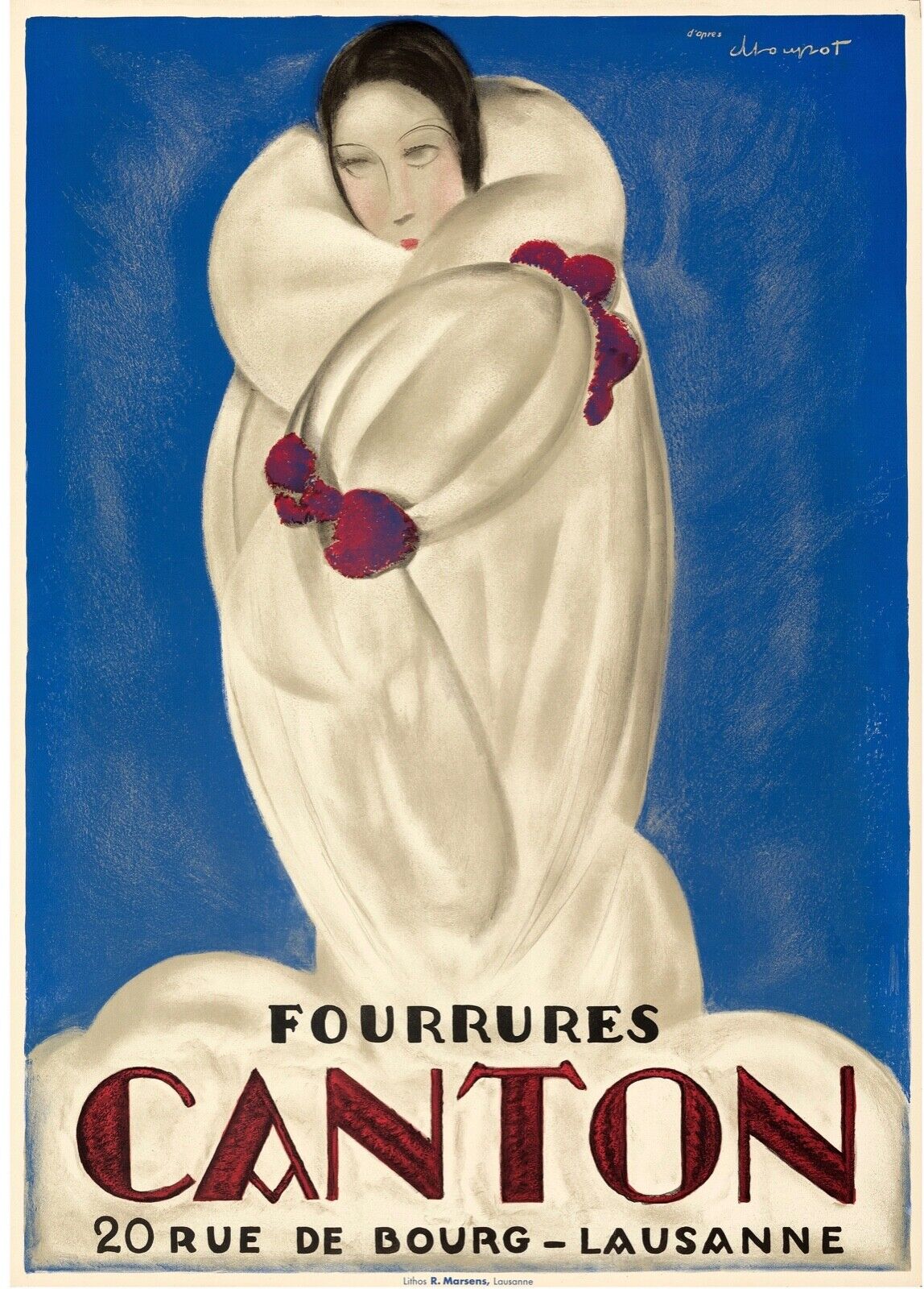 FOURRURES CANTON, REPRO AFFICHE PUBLICITAIRE, VINTAGE, HQ