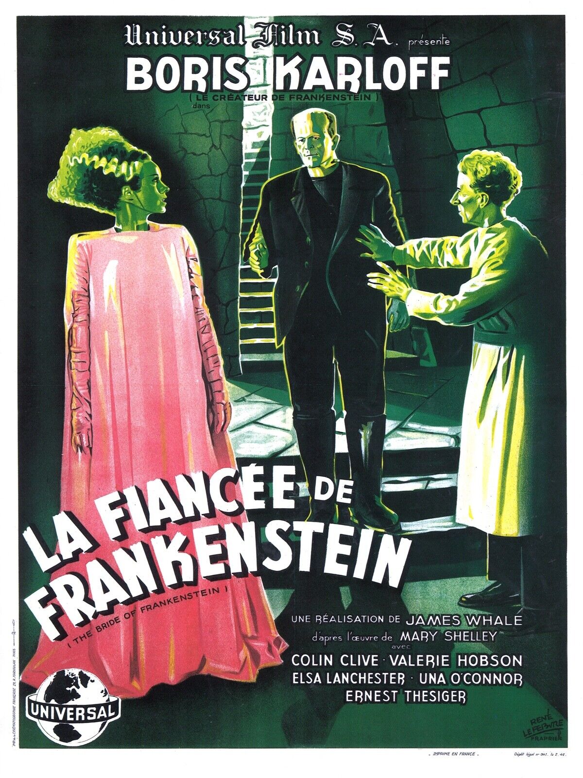 LA FIANCÉE DE FRANKENSTEIN, BORIS KARLOFF, 1935, REPRO AFFICHE CINEMA VINTAGE, HQ