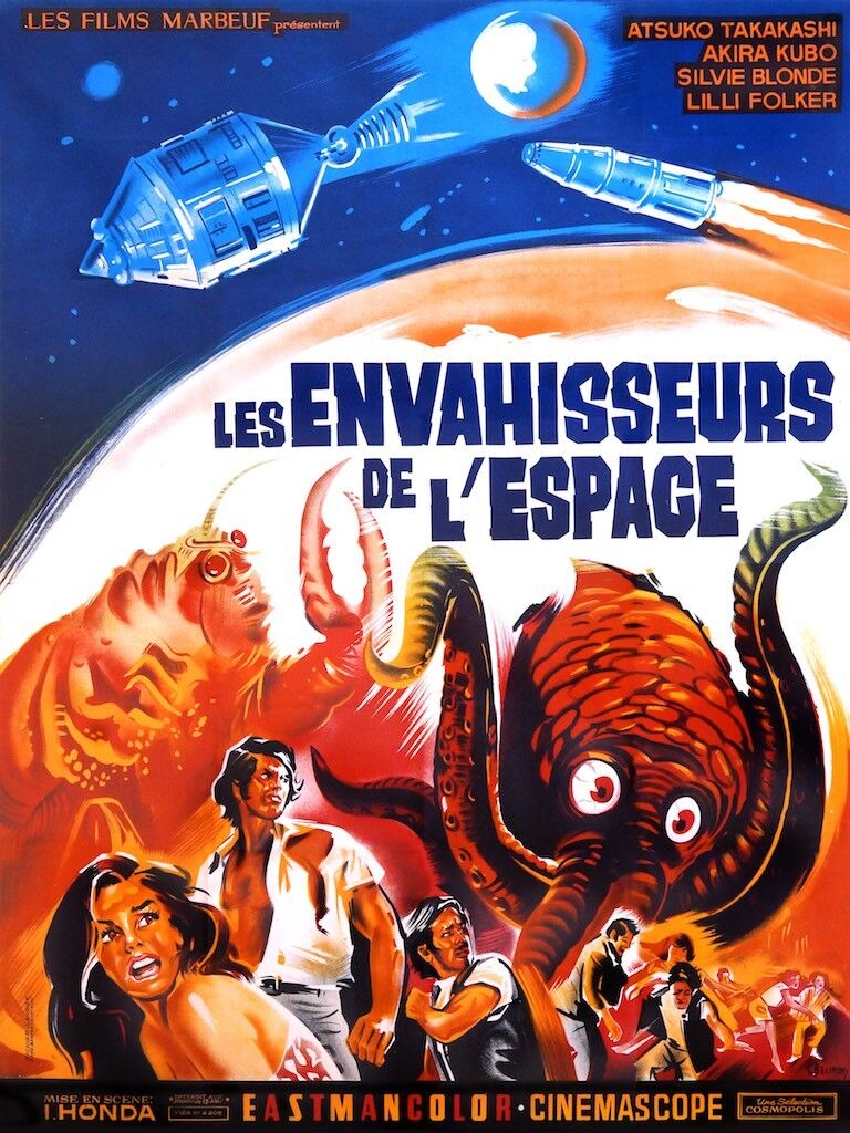 LES ENVAHISSEURS DE L’ESPACE, ISHIRÔ HONDA, 1965, REPRO MOVIE POSTER, VINTAGE, HQ