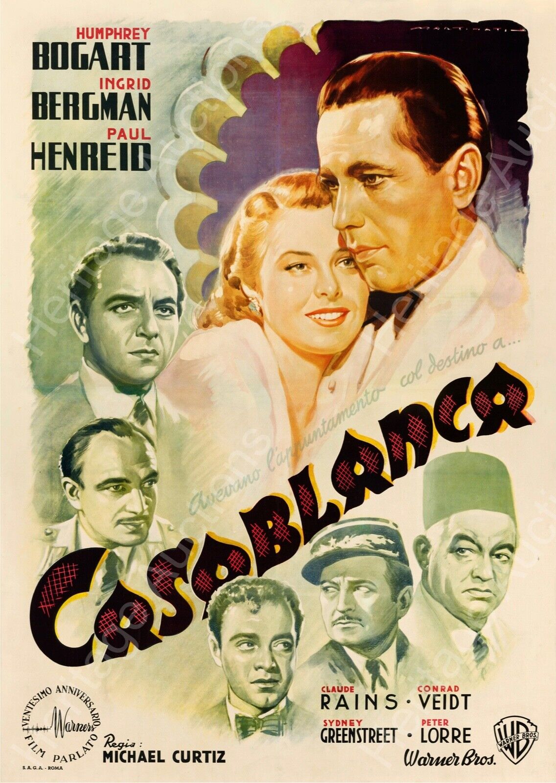 REPRODUCCIÓN DE CARTEL DE CINE VINTAGE DE HUMPHREY BOGART DE CASABLANCA