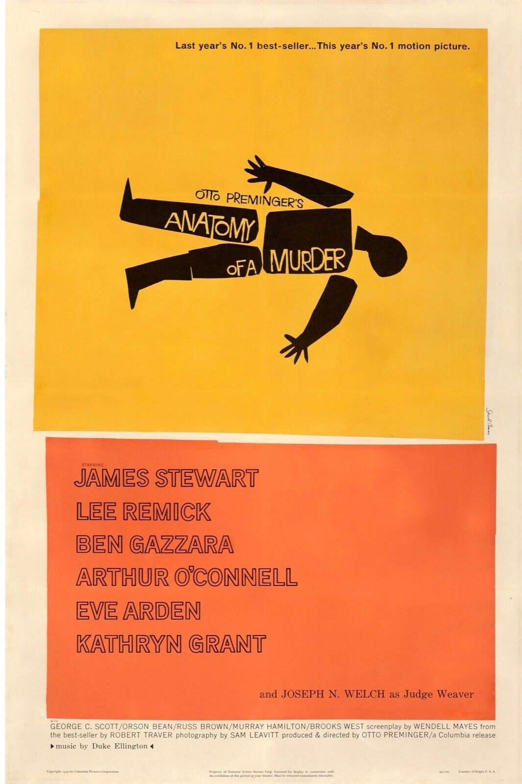 ANATOMY OF A MURDER, JAMES STEWART, 1959, REPRO MOVIE POSTER, VINTAGE, HQ