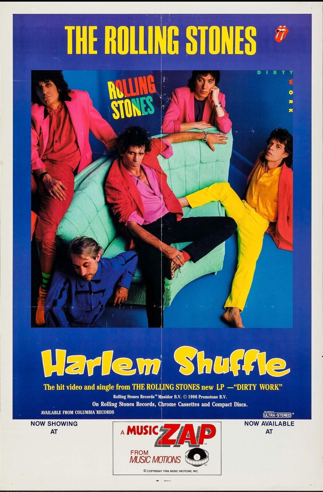 THE ROLLING STONES, HARLEM SHUFFLE, ROCK, REPRO MUSIC POSTER, HQ